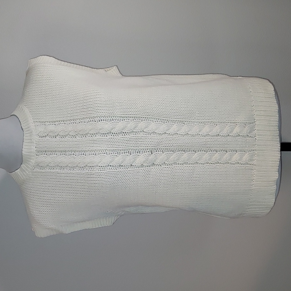Vintage Ivy Off White Sleeveless Knit Sweater Vest Size Small